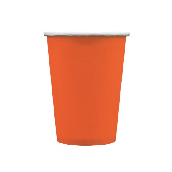 Bicchieri Carta Qui Party 250ml Arancione 15pz | Monouso Ecologici
