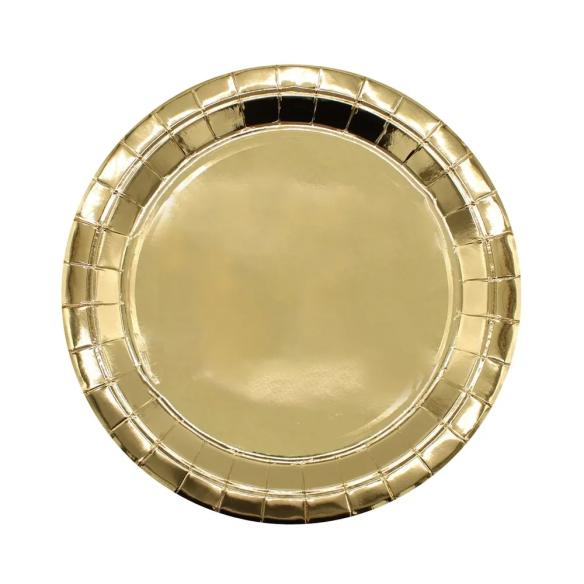 Piatti in Carta Qui Party 24cm Oro Metal - 15 Pezzi | Monouso Feste