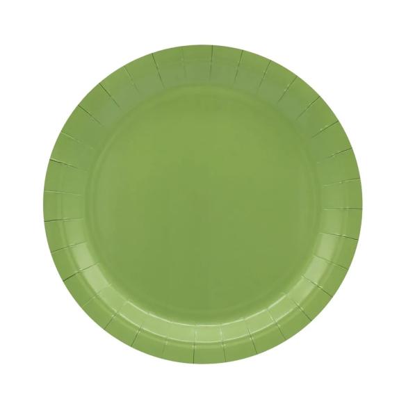 Piatti Carta Monouso Verde Salvia 24cm - Qui Party (15pz)