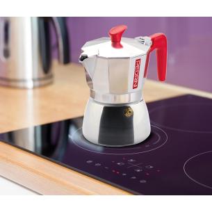 Pedrini Aroma Induction 3 Tazze - Caffettiera Moka con Manico Rosso 2