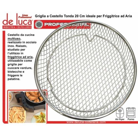 Griglia Cestello 20cm De Luca per Friggitrice ad Aria - Acciaio Inox