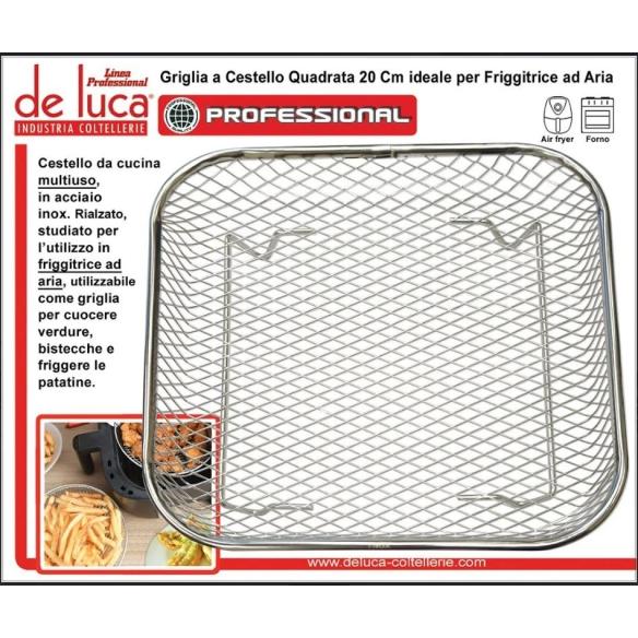 De Luca Griglia Cestello Quadrata 20cm Inox per Friggitrice ad Aria