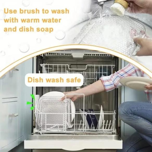 De Luca Griglia Cestello Quadrata 20cm Inox per Friggitrice ad Aria