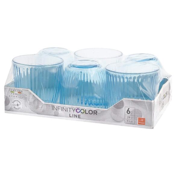 Bormioli - Bicchiere Vetro Acqua set 6 pz Infinity Color Blu