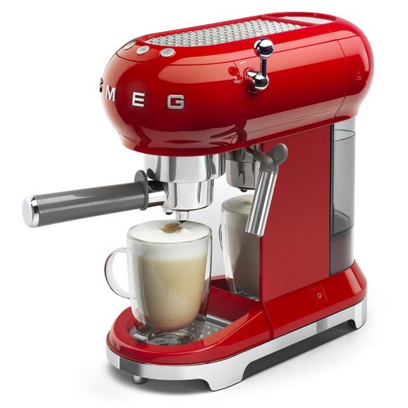 Smeg - Red Retro 50's Style Espresso Coffee Machine ECF01RDEU