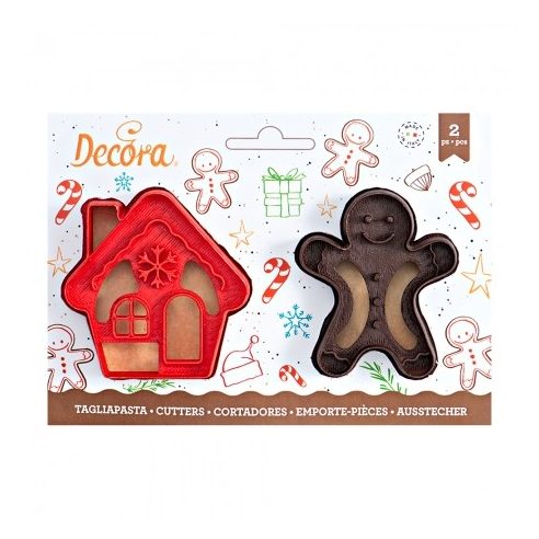 Decora - Set 2 Tagliapasta Gingerbread Man & House