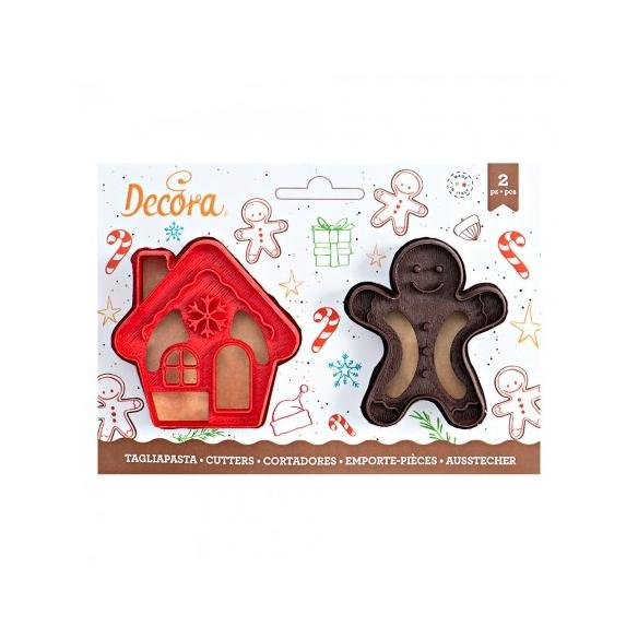 Decora - Set 2 Tagliapasta Gingerbread Man & House