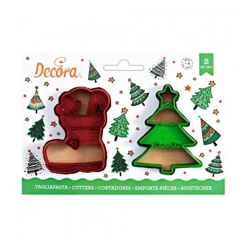 Decora - Set 2 Tagliapasta Albero di Natale e Scarpone