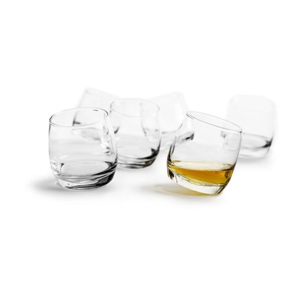 Sagaform - Bicchiere Basculanti Ondulanti Oscillanti in Vetro per Whisky Set 6 pezzi