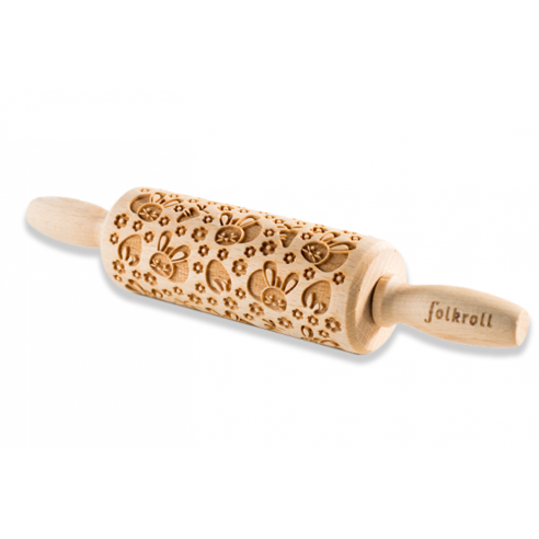 Folkroll - Mattarello Piccolo in Legno Decoro Coniglio decorativo