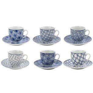 Tazze da caffè - Set 6 Tazzine da Caffè con Piattino Linea Amalfi Blu