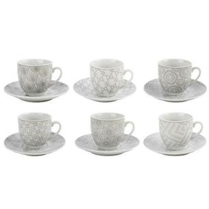 Set 6 Tazzine da Caffè con Piattino Linea Amalfi Grigio