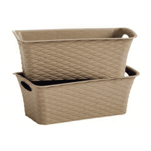 Cesto contenitore Lega - Cestino in Plastica finto Rattan 26 cm